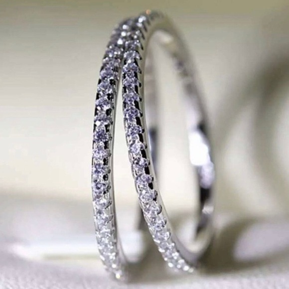 NEW 925 STERLING SILVER DIAMOND FULL ETERNITY RING - Picture 1 of 7